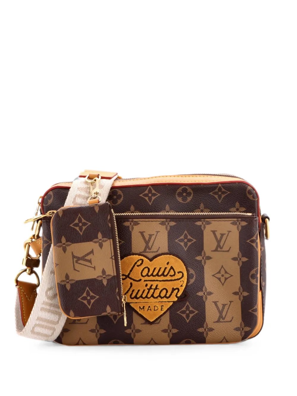 Nigo Trio Messenger Bag Limited Edition Stripes Monogram Canvas crossbody bag