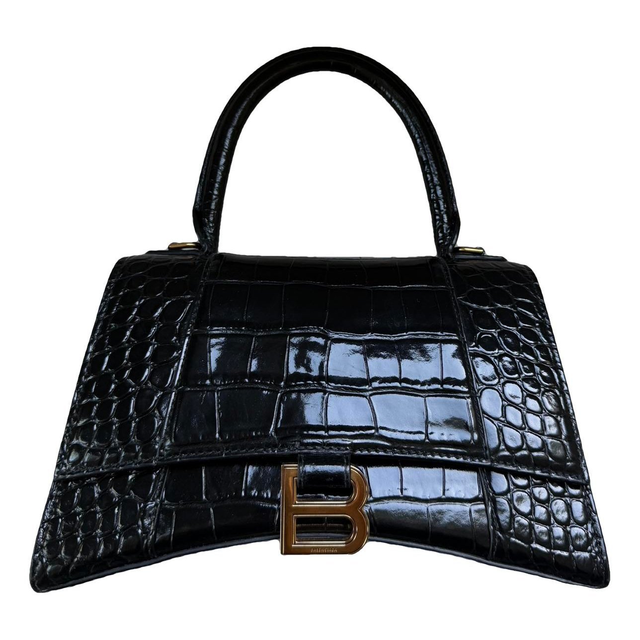 Hourglass leather handbag