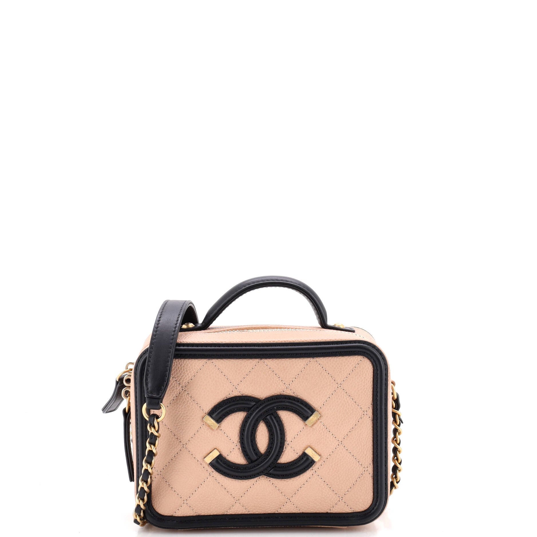 Filigree Vanity Case Quilted Caviar Small