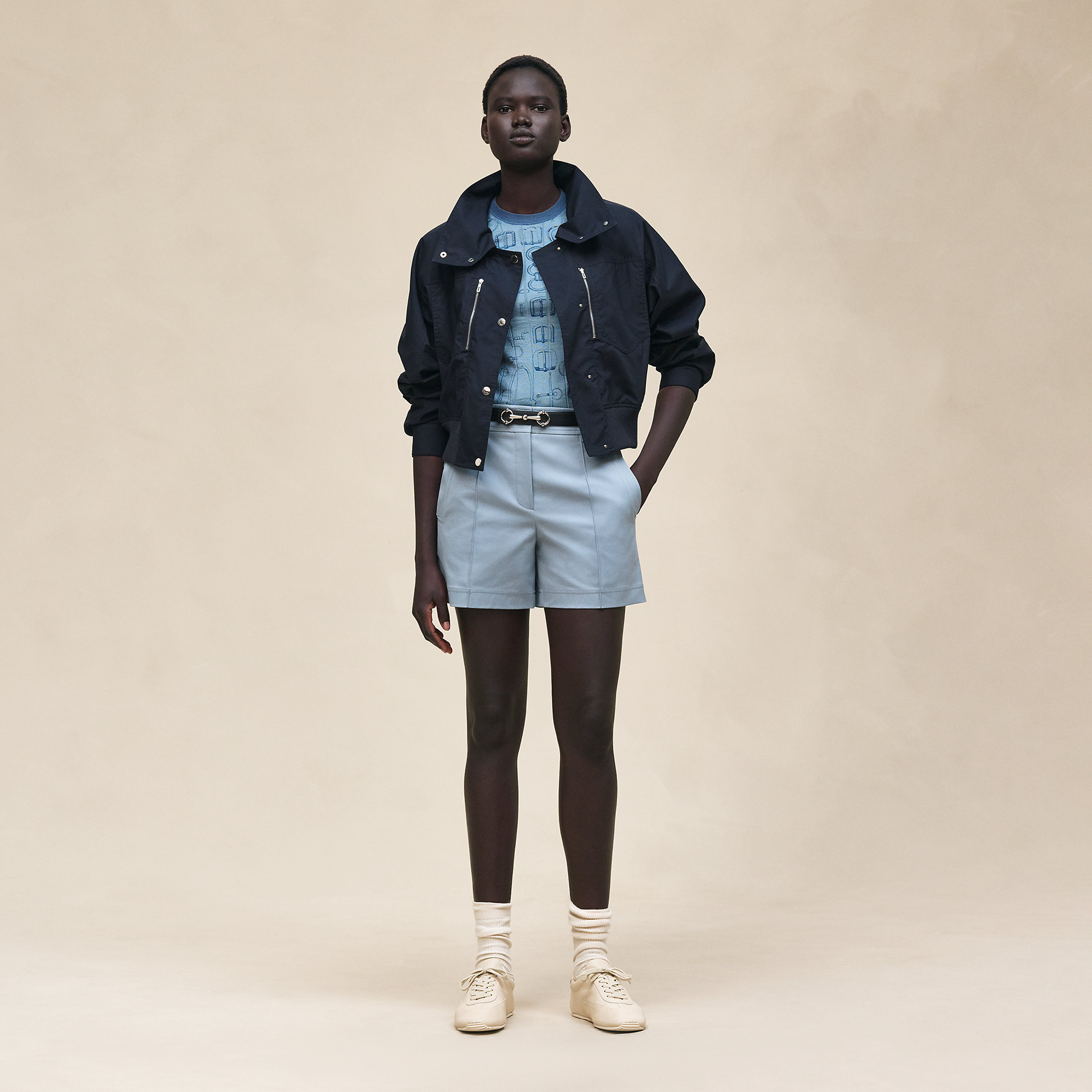 Double cotton twill shorts