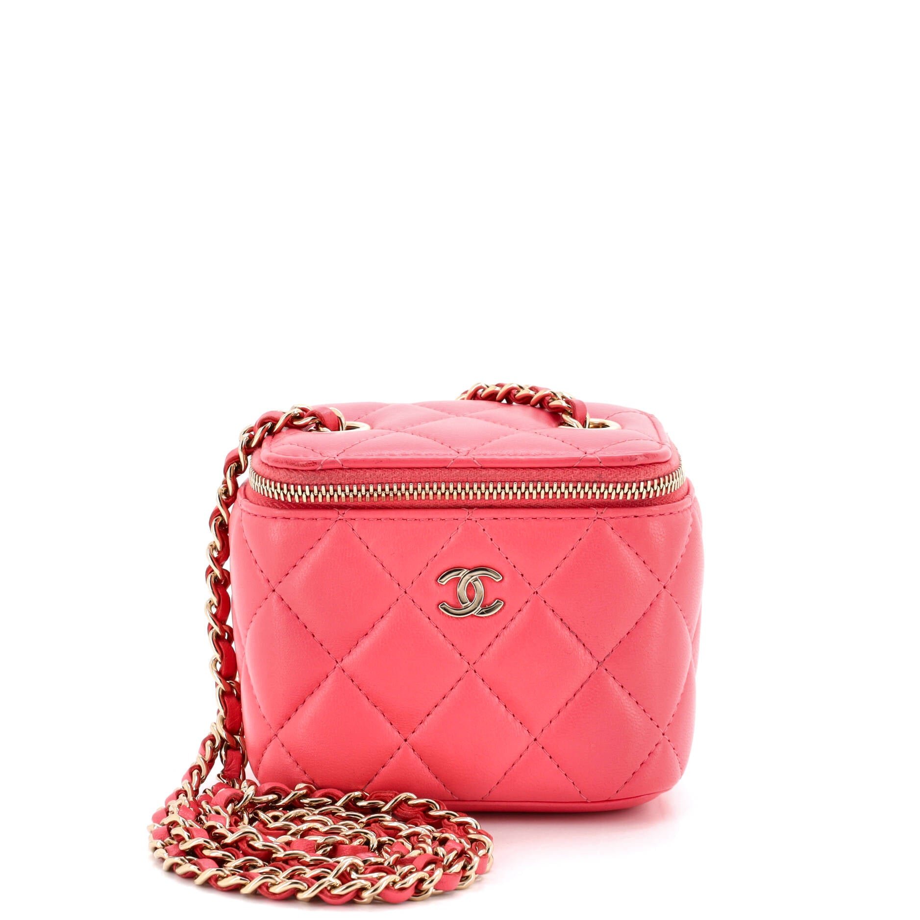 Classic Vanity Case with Chain Quilted Lambskin Mini