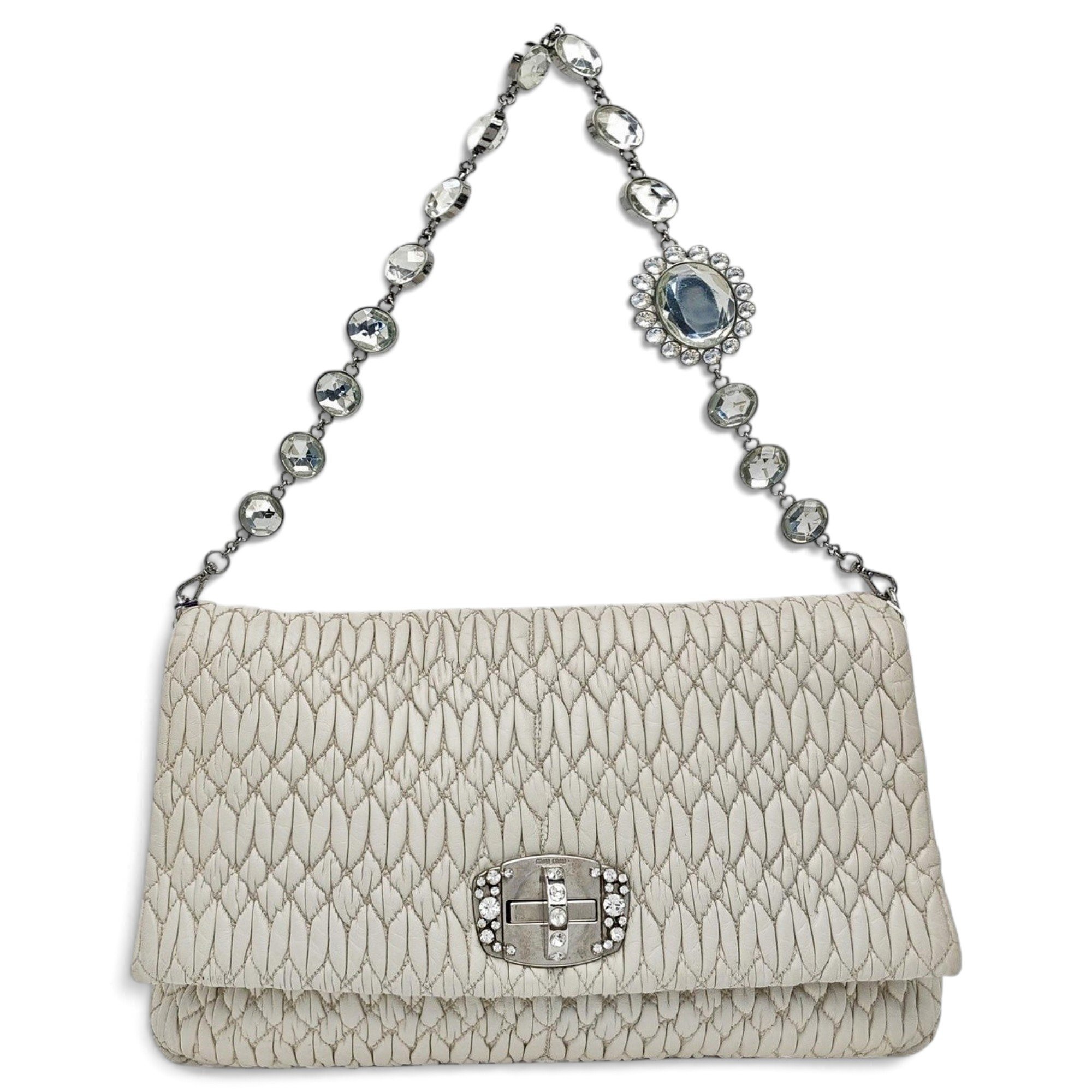 Miu Crystal leather handbag