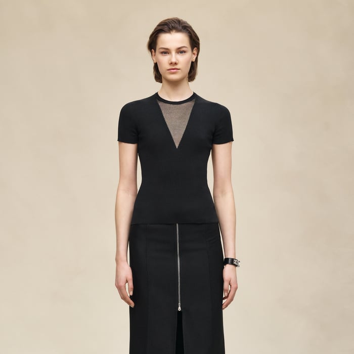 Noir Cashmere Short-sleeve Sweater