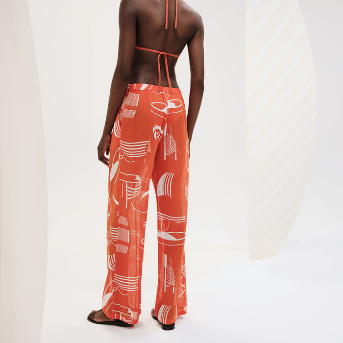 Orange Corail "Thalassa Tattoo" Beach Pants
