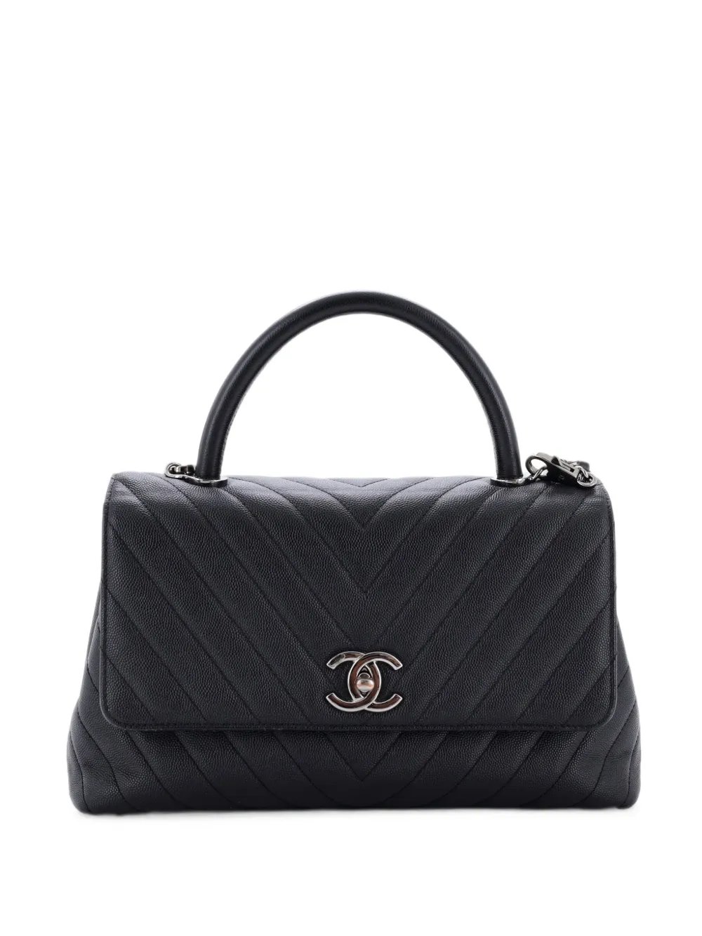 Coco Top Handle Bag Chevron Caviar Small shoulder bag