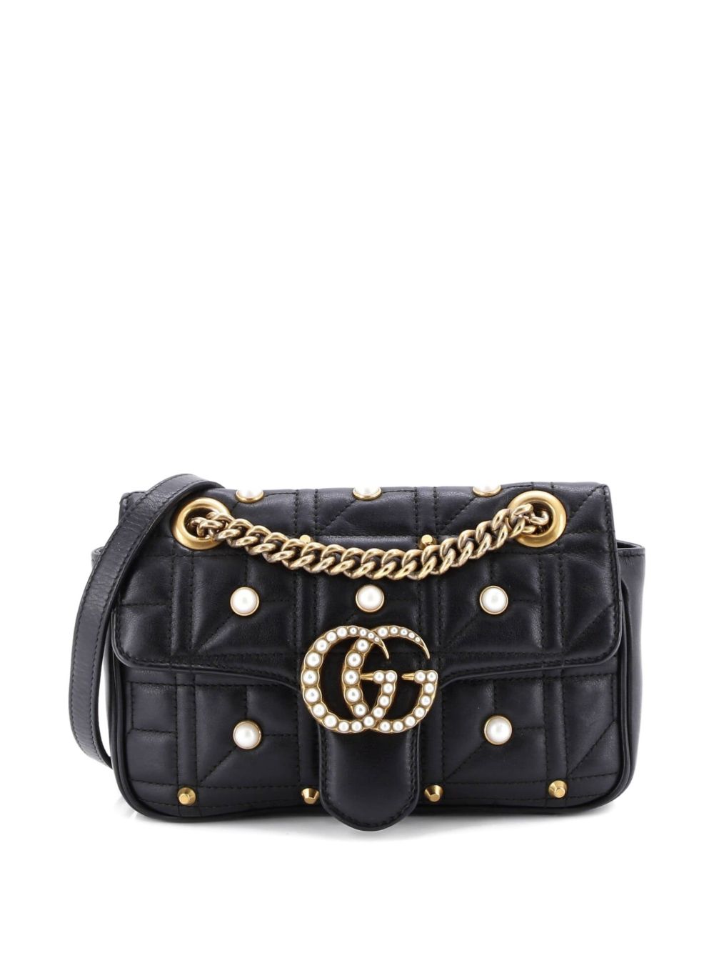 Pearly GG Marmont Flap Bag Embellished Matelasse Leather Mini shoulder bag