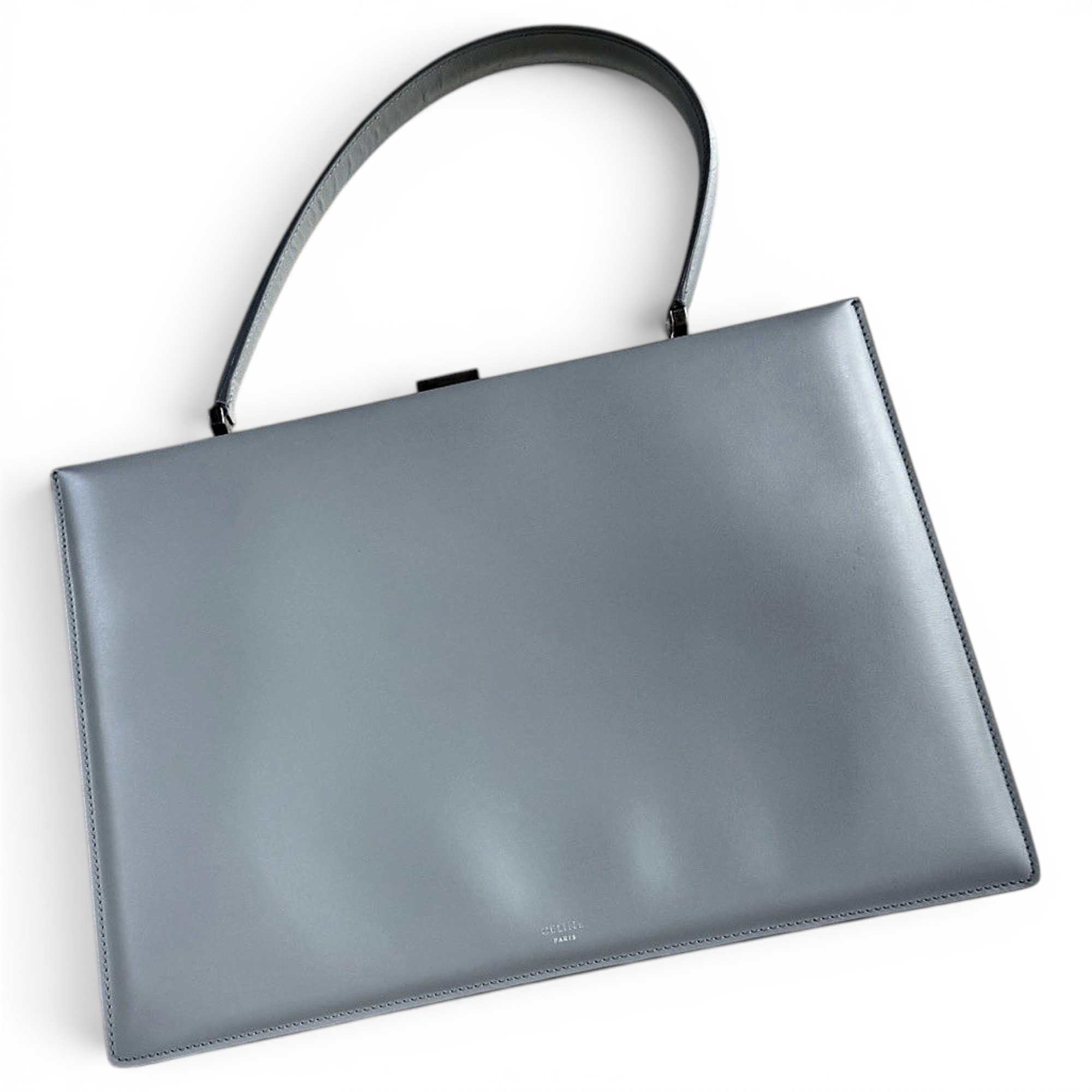 Clasp leather handbag