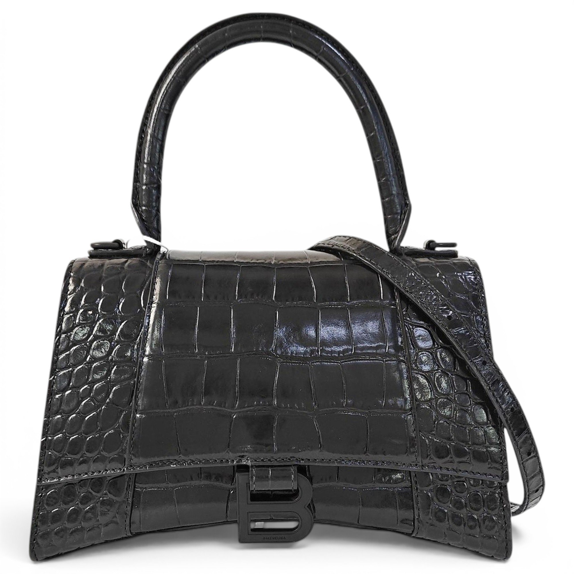 Hourglass leather handbag