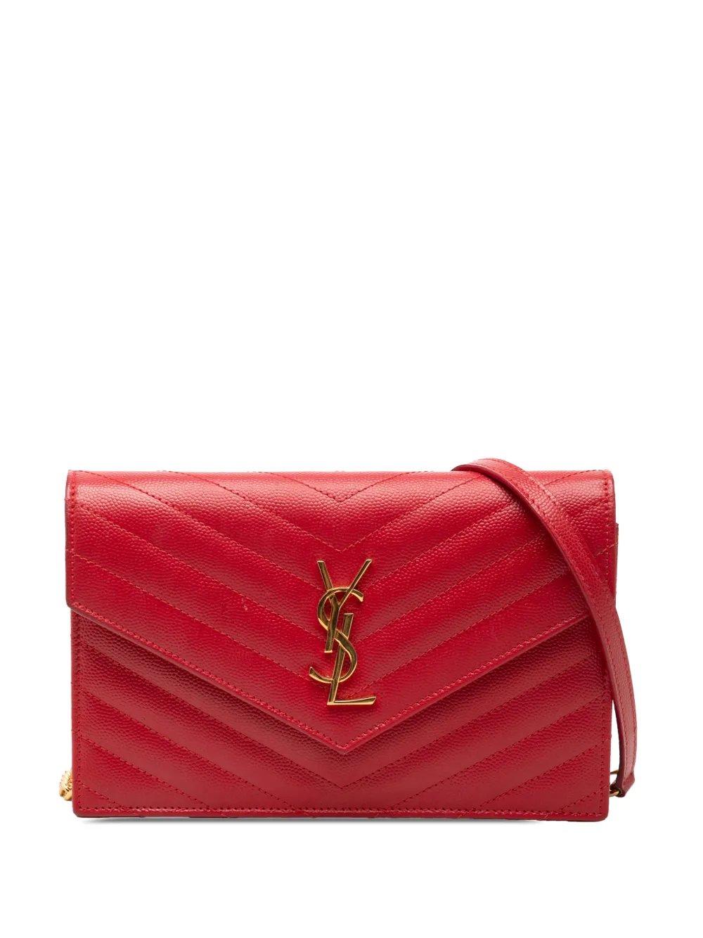 2017 Grain De Poudre Chevron Monogram Envelope Wallet on Chain crossbody bag