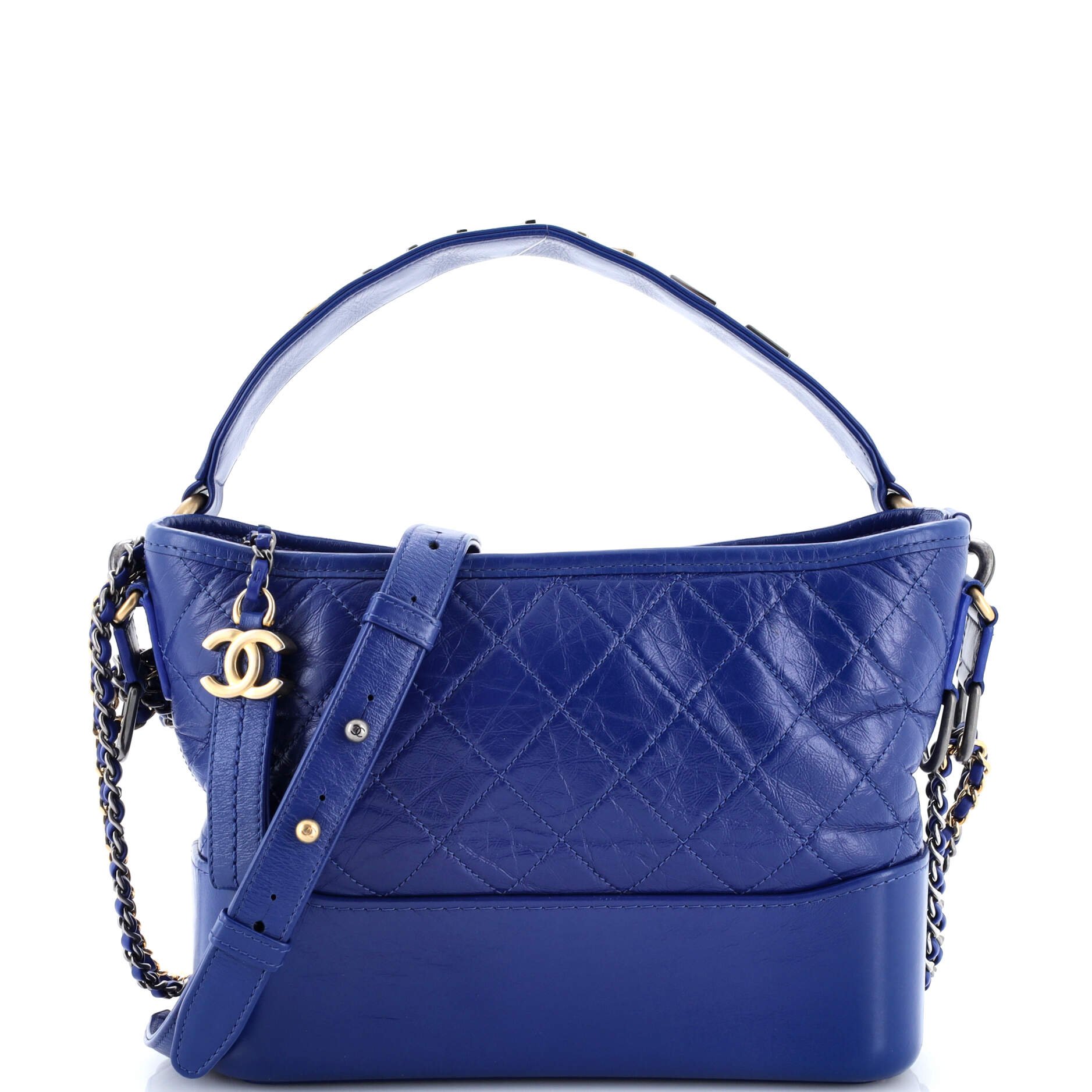 Gabrielle Hobo with Logo Handle Quilted Aged Calfskin Medium