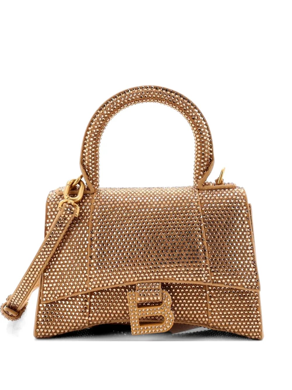Hourglass Top Handle Bag Suede with Crystals XS crossbody bag