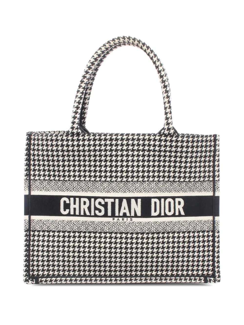 2018-2019 Medium Canvas Houndstooth Embroidered Book tote bag