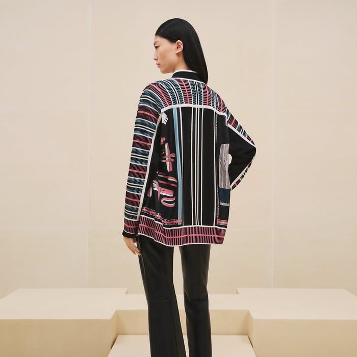 Noir "Lettres Equestres" Long-sleeve Twillaine Cardigan