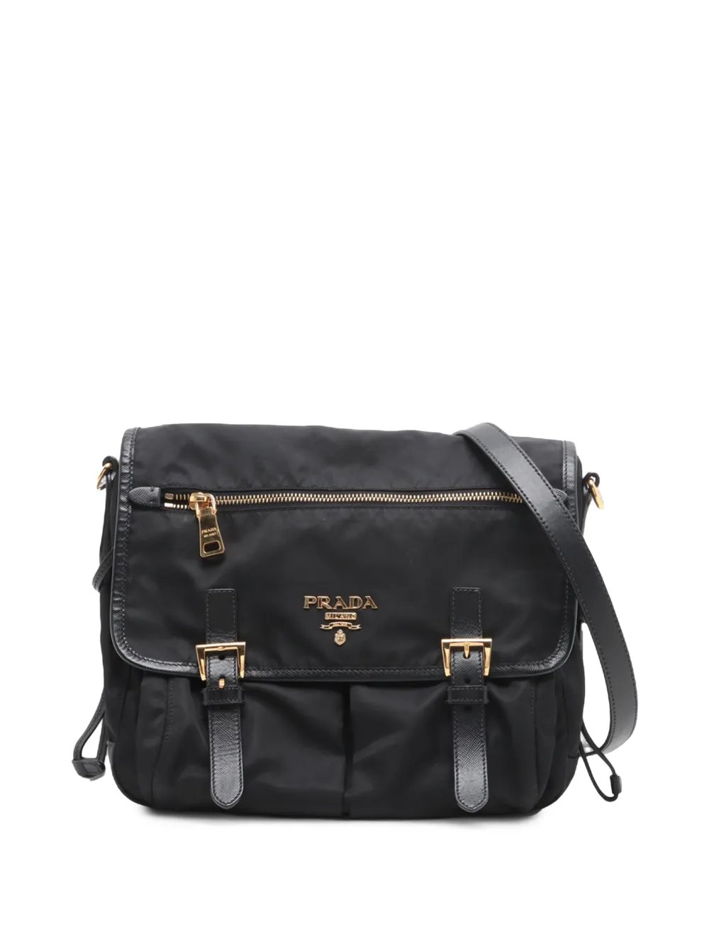 2013-2026 Saffiano Trimmed Tessuto Zip Double Buckle Messenger Bag crossbody bag