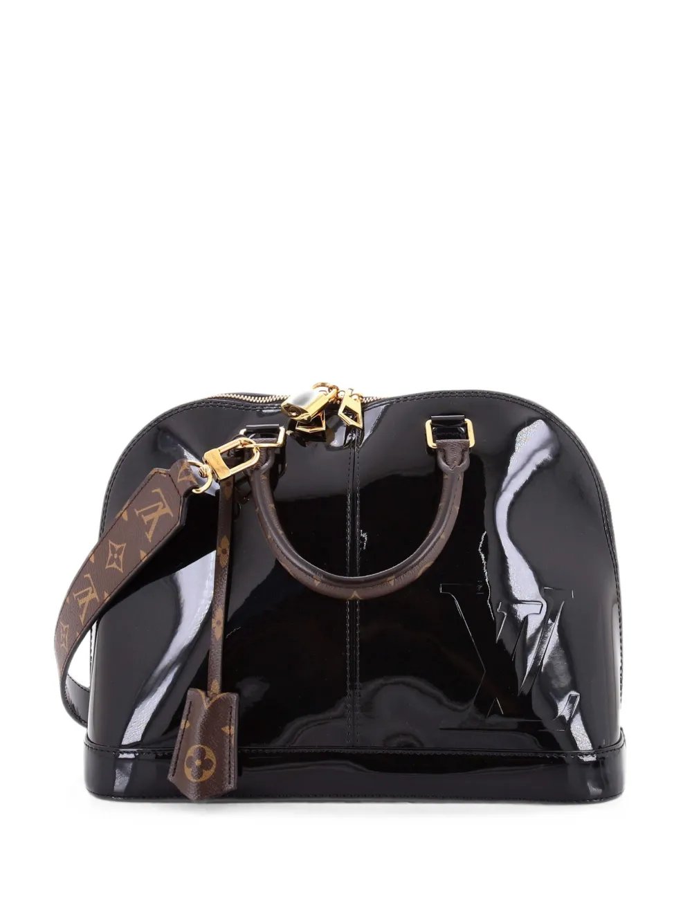 Alma Handbag Vernis with Monogram Canvas PM satchel