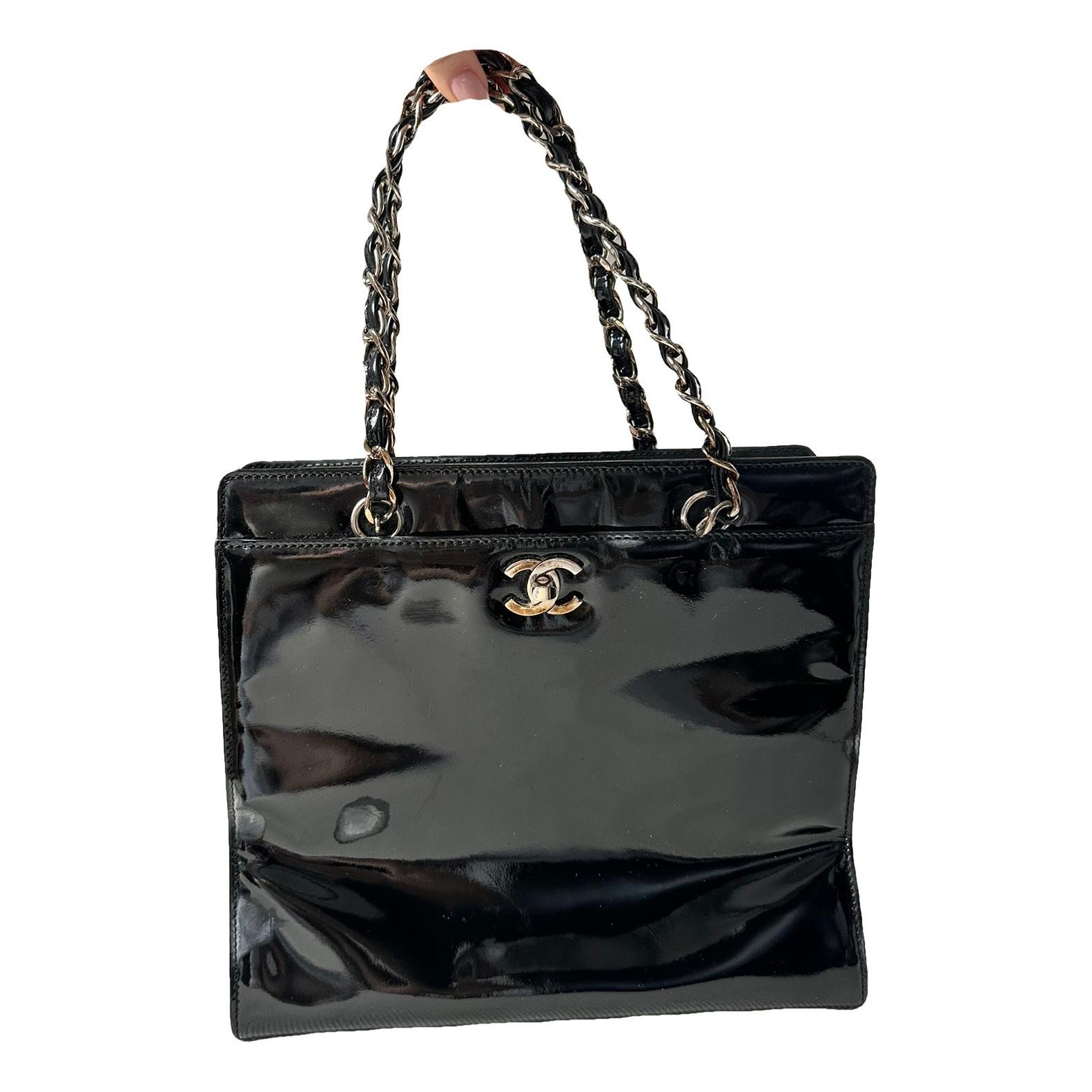 Vintage CC Chain patent leather tote
