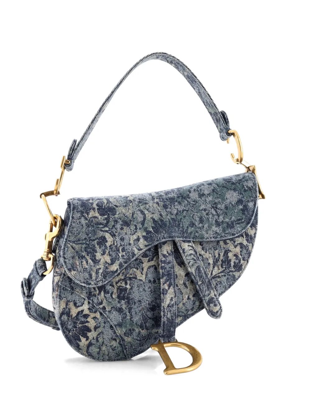 Dior Saddle Handbag Printed Denim Medium shoulder bag