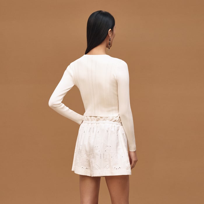 Blanc Céramique Buttoned Cardigan
