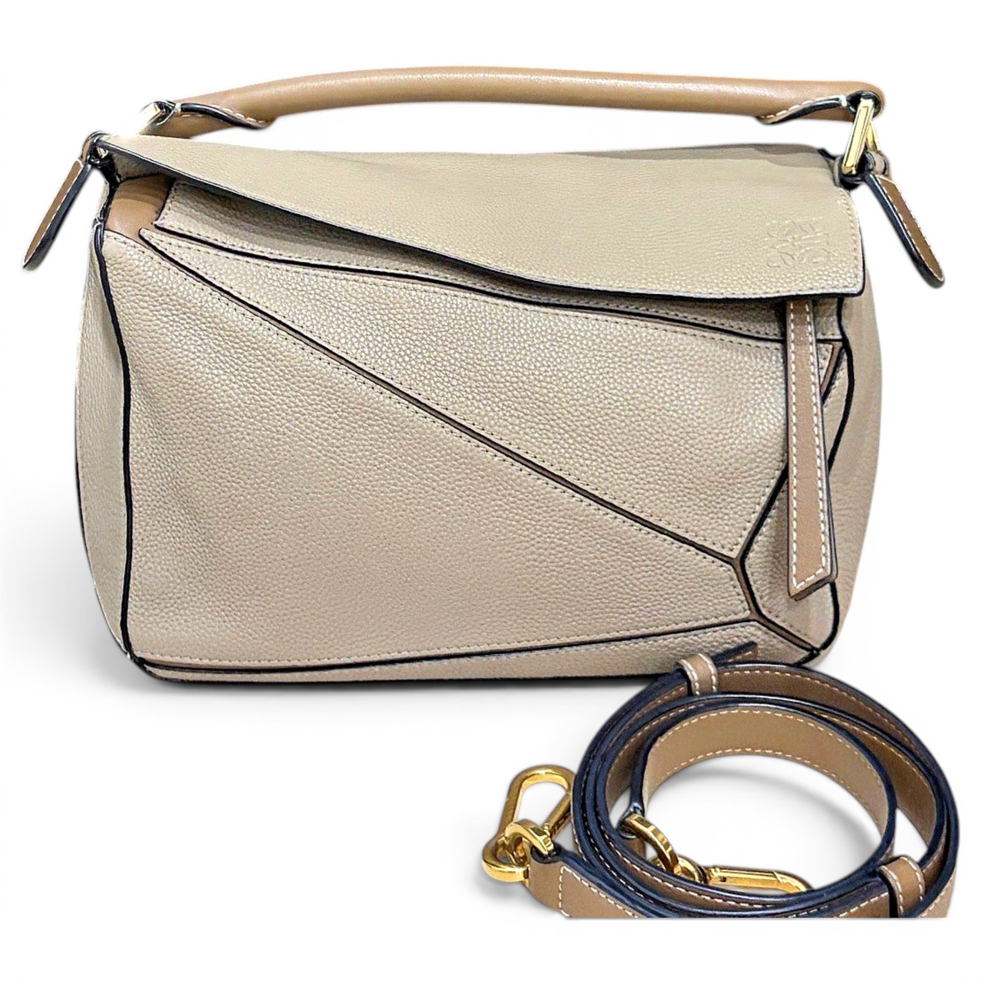 Puzzle leather handbag