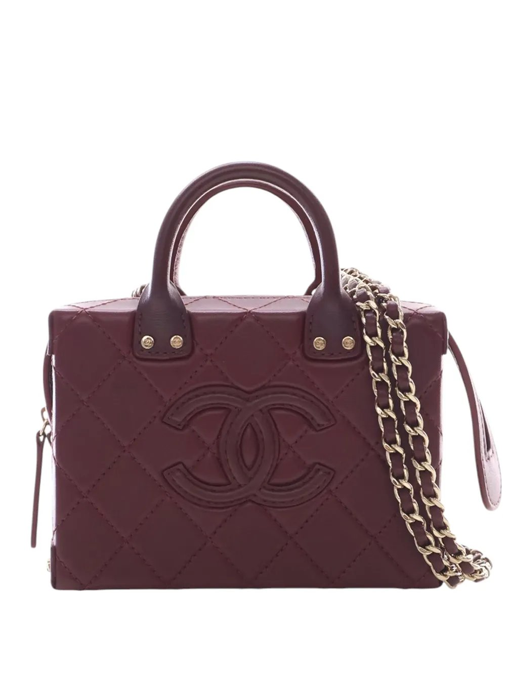 2021-2026 Small CC Quilted Calfskin Top Handle Convertible Vanity Case satchel