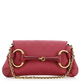 Gucci Horsebit Chain Clutch GG Canvas with Leather Medium