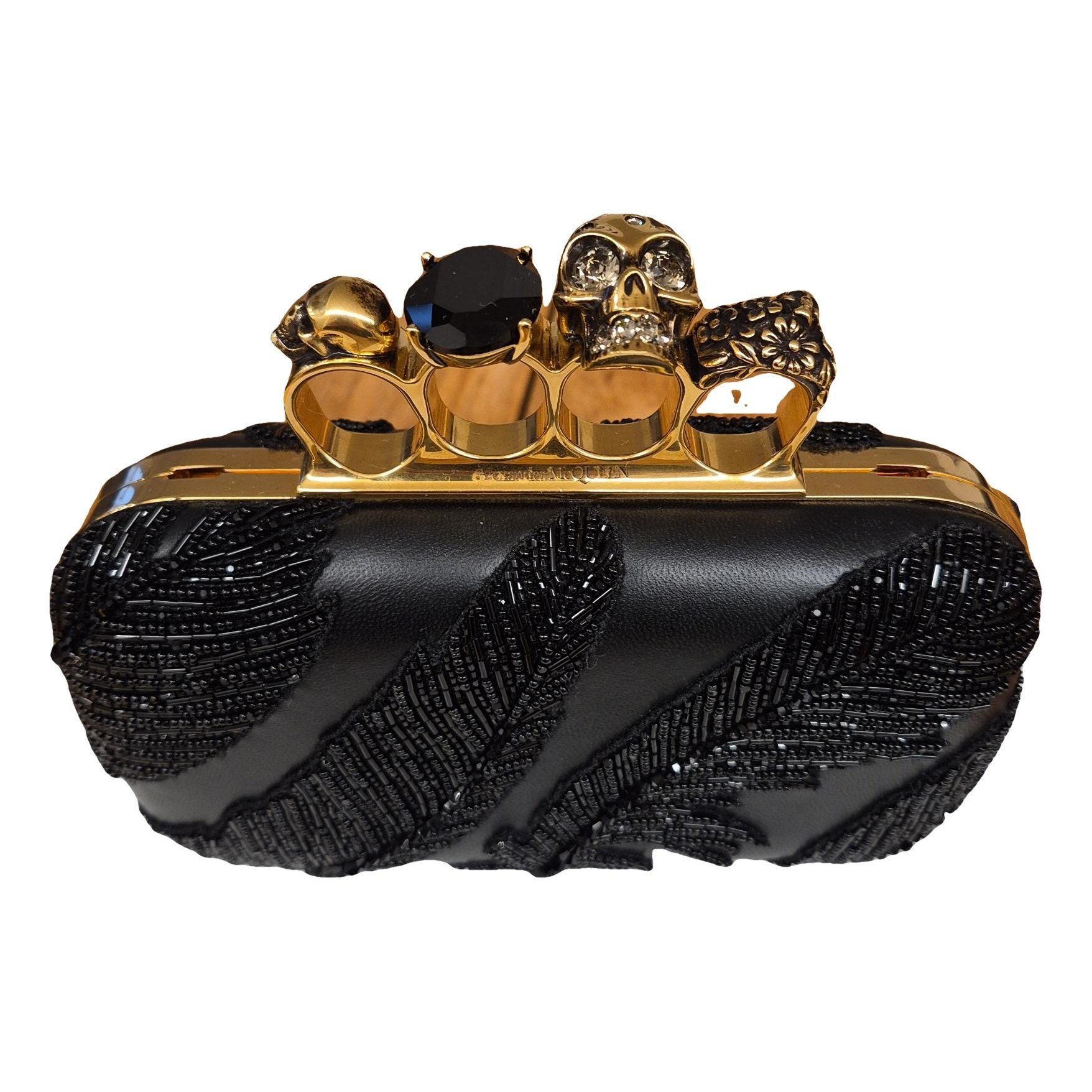 Alexander McQueen Knuckle glitter clutch bag