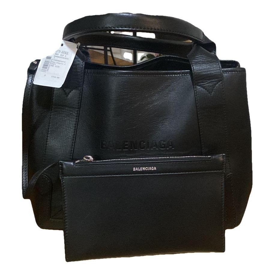 Navy cabas leather tote