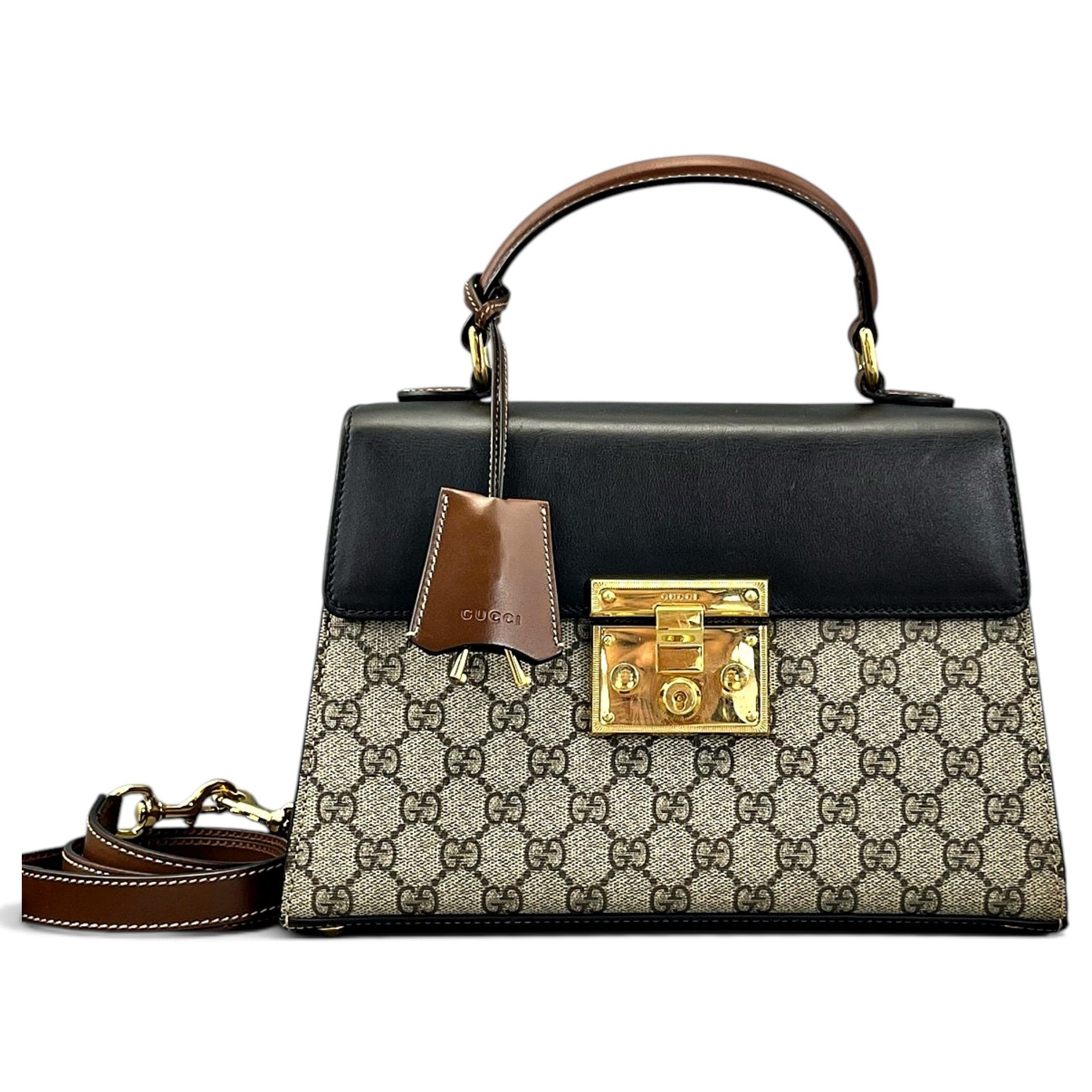 Padlock leather handbag