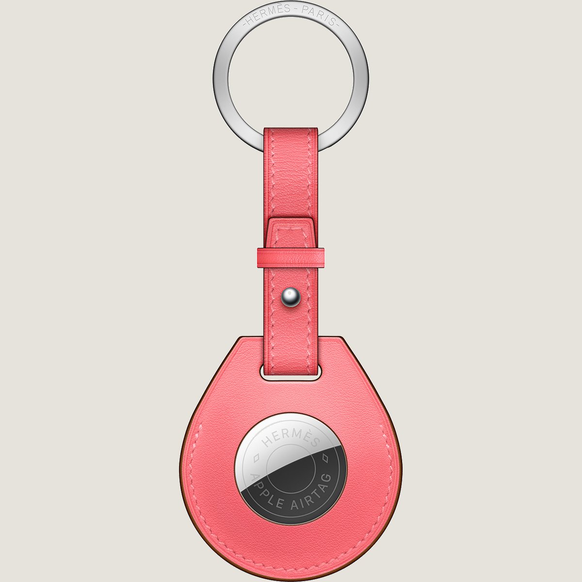Hermès Apple AirTag Hermès key ring Rose Azalée | BagUSeek