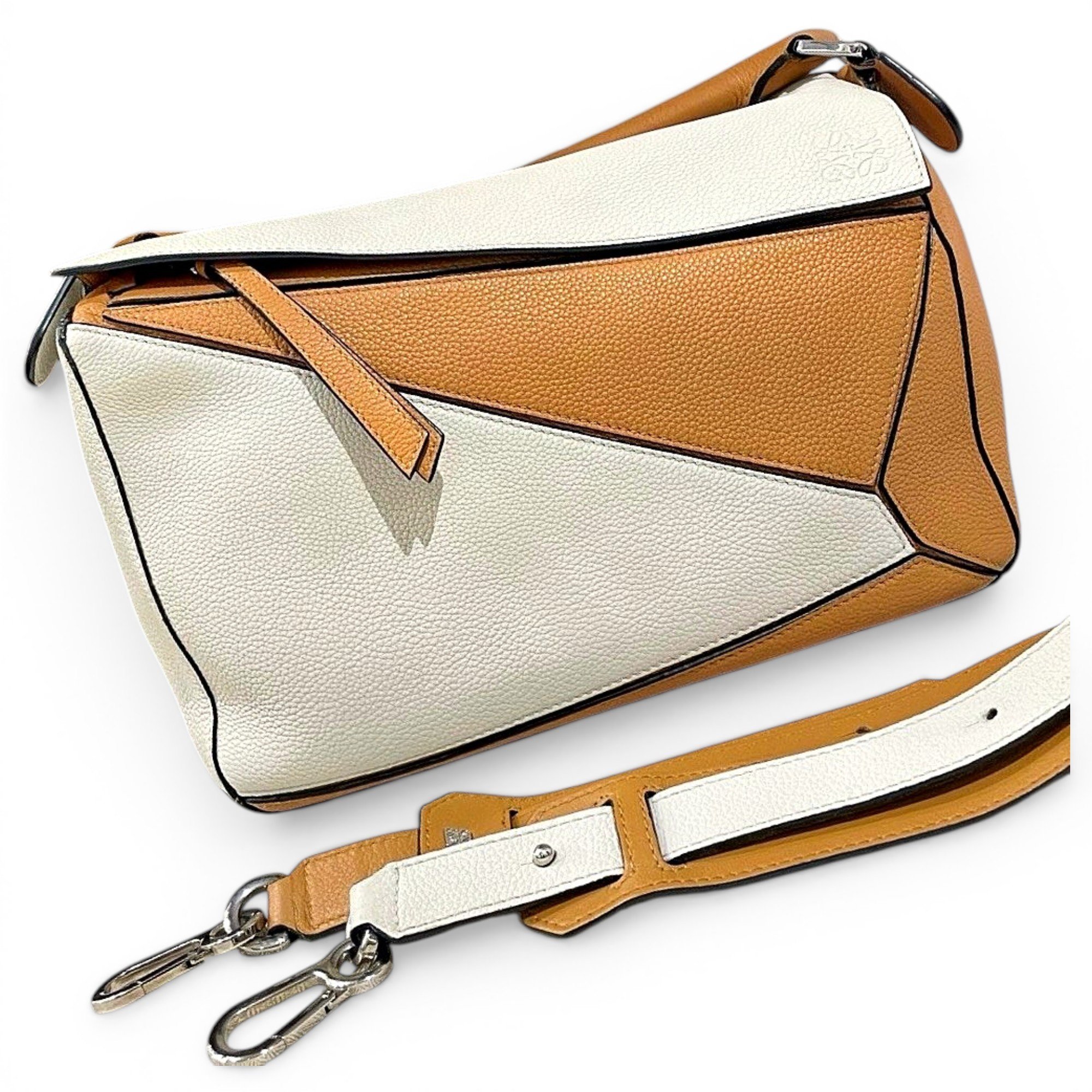 Puzzle leather handbag