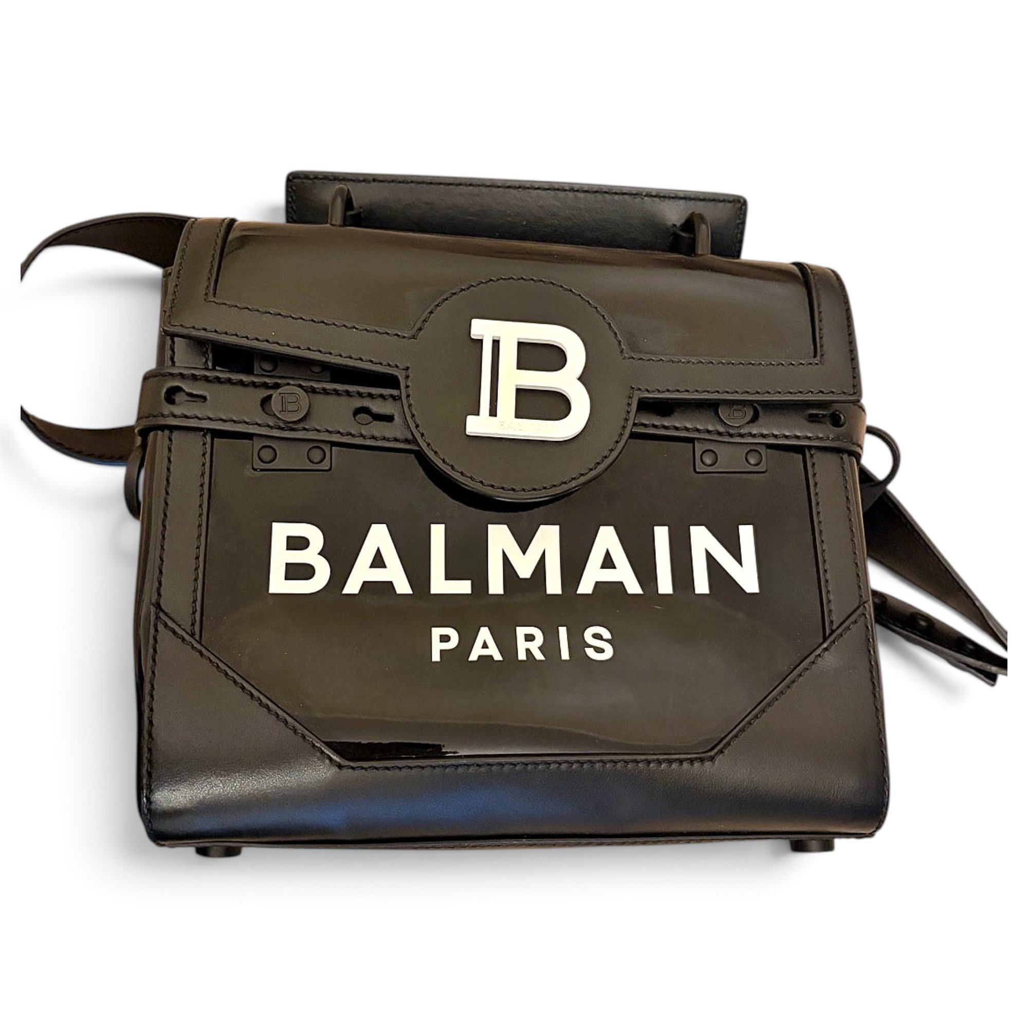 Balmain BBuzz patent leather handbag