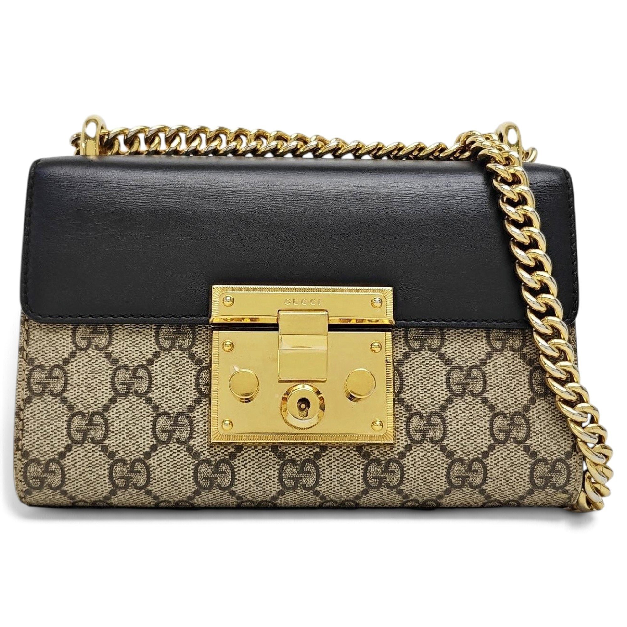 Padlock leather handbag
