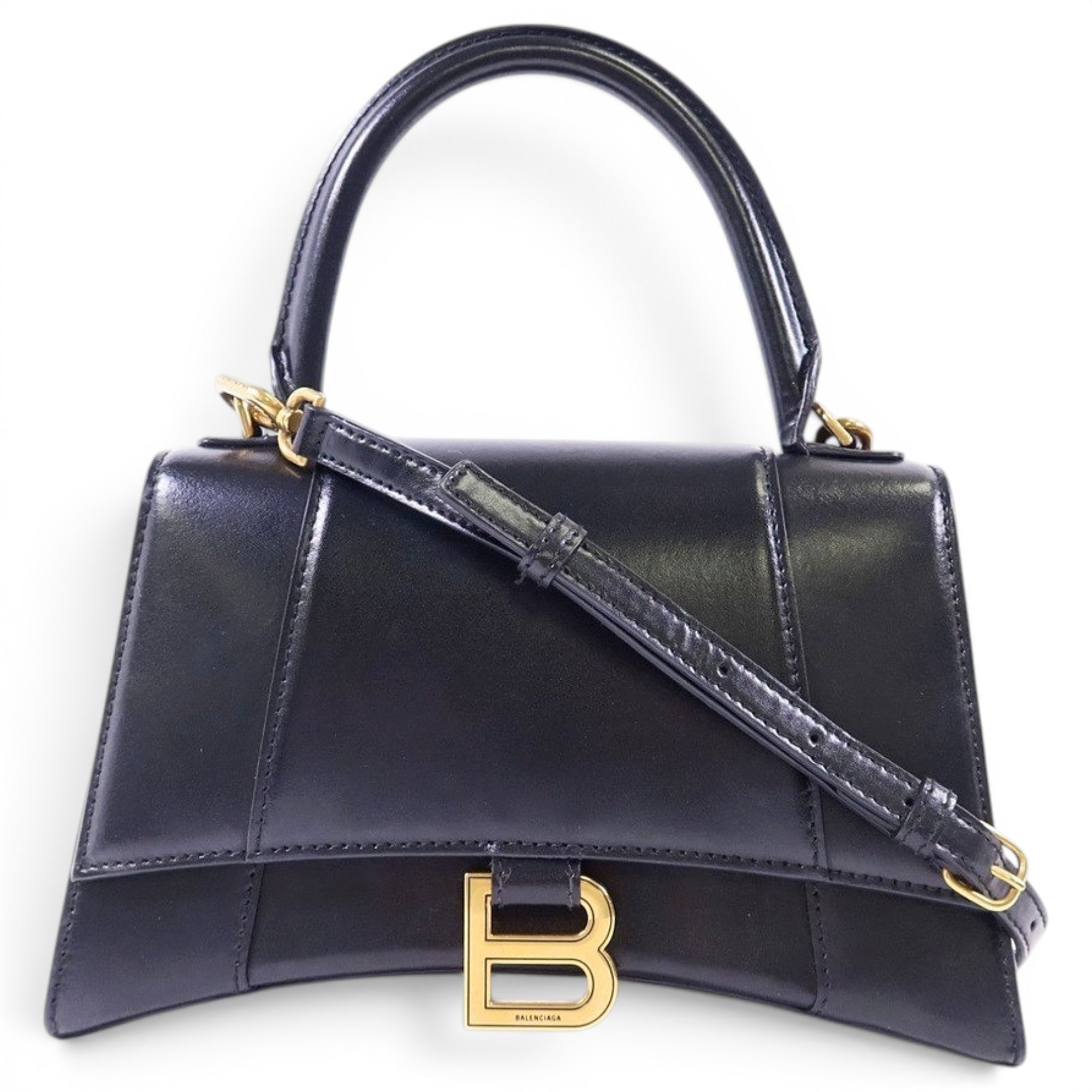 Hourglass leather handbag