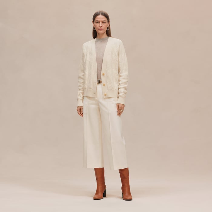 Blanc Naturel "H" Long-sleeve Cardigan