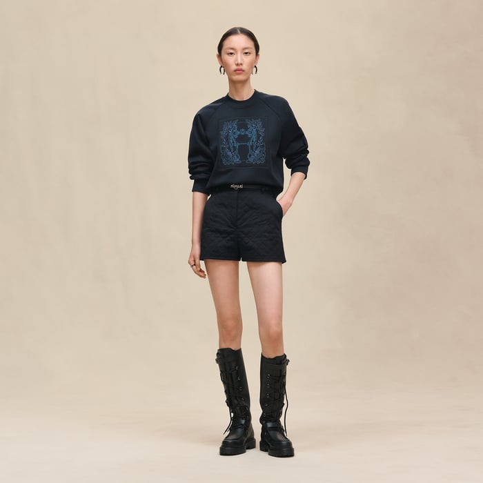 Bleu Marine "Della Cavalleria" Raglan Sleeve Embroidered Sweatshirt