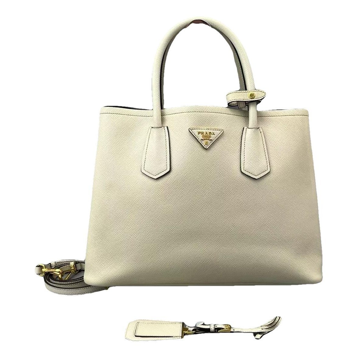 Double leather handbag