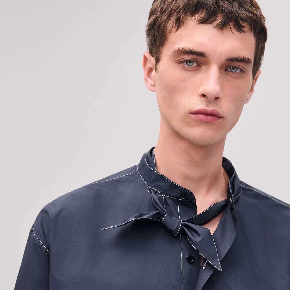 Marine Boxy Fit Shirt With Marius Collar