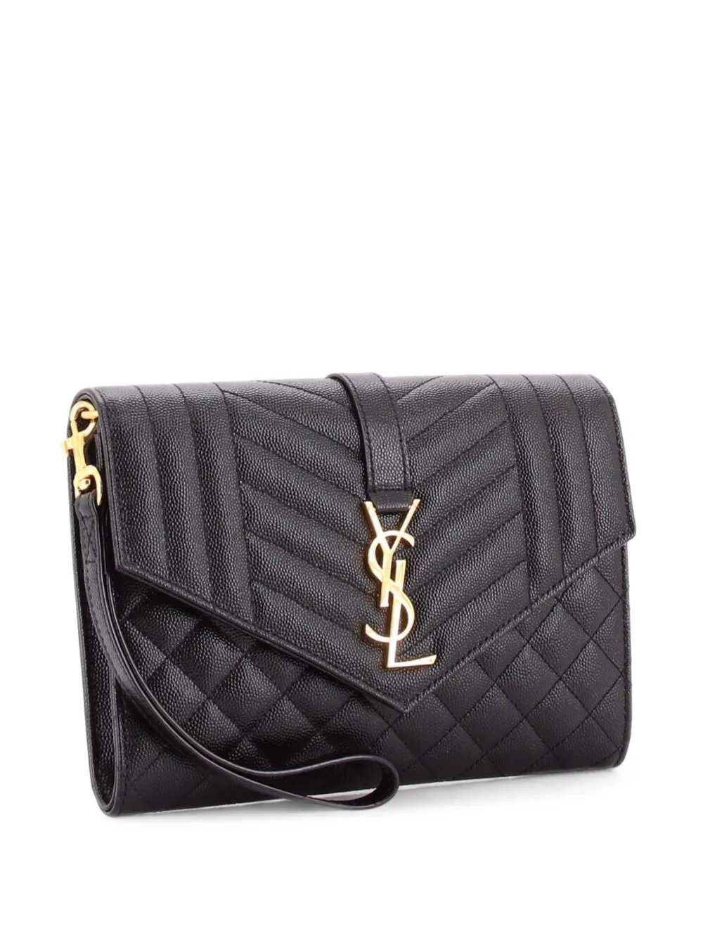 Saint Laurent Classic Monogram Envelope Wristlet Mixed Matelasse Leather clutch bag