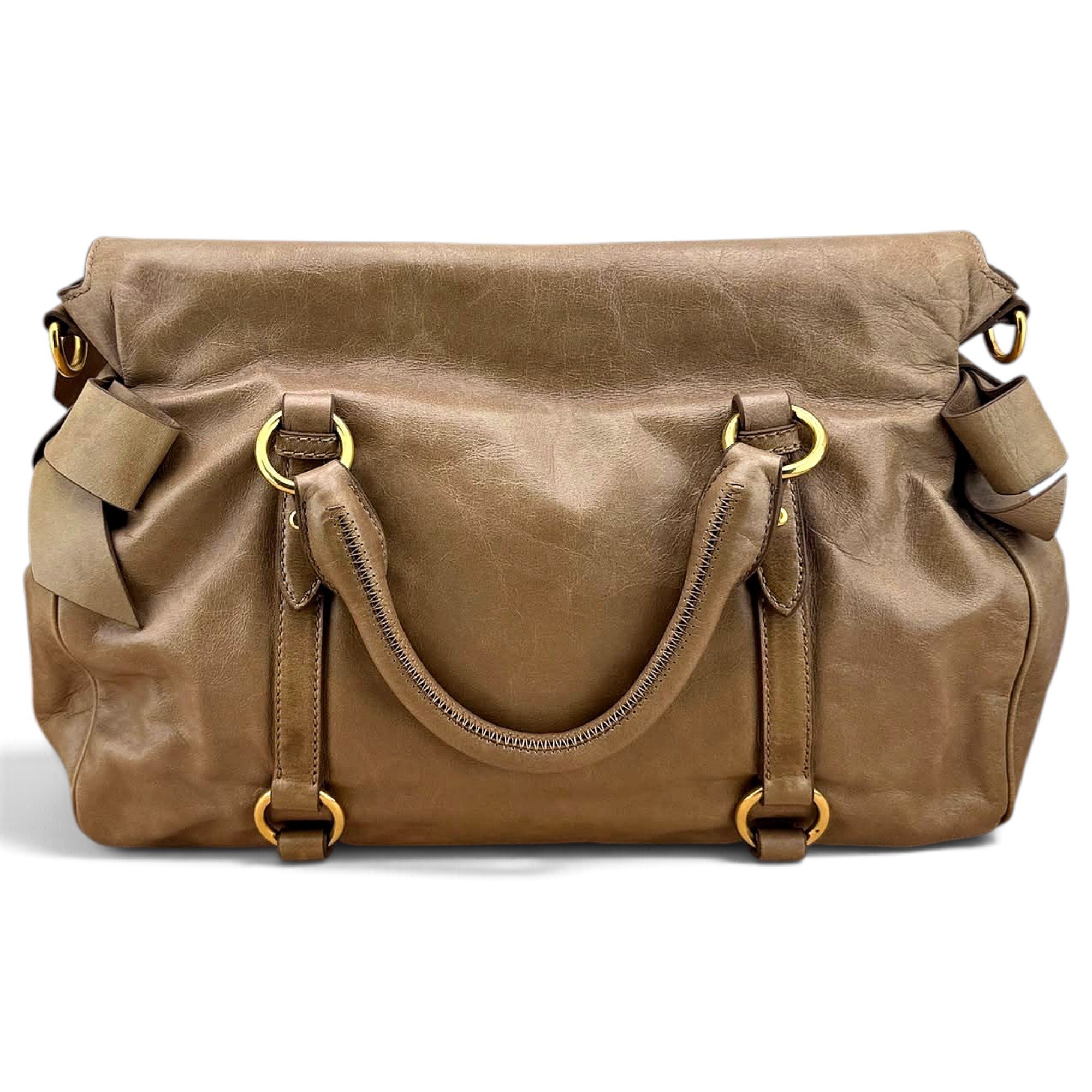 Bow bag leather handbag
