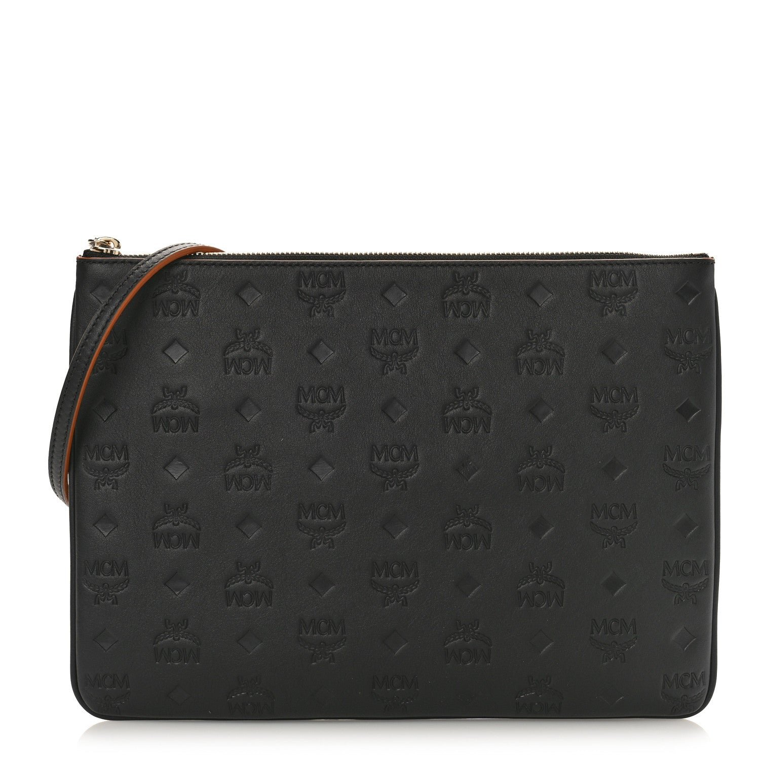 MCM Calfskin Monogram Klara Crossbody Pouch Black