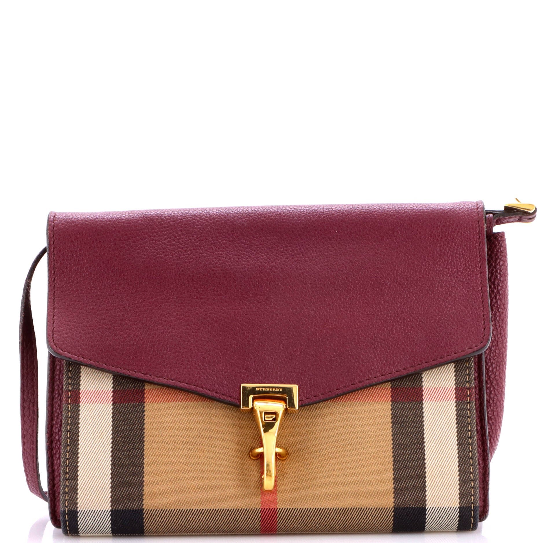 Burberry Macken Crossbody Bag Leather and House Check Canvas Small