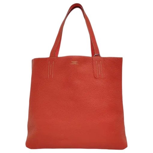 Double sens leather handbag