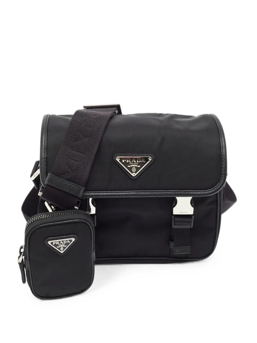 Re-Nylon logo-plaque messenger bag