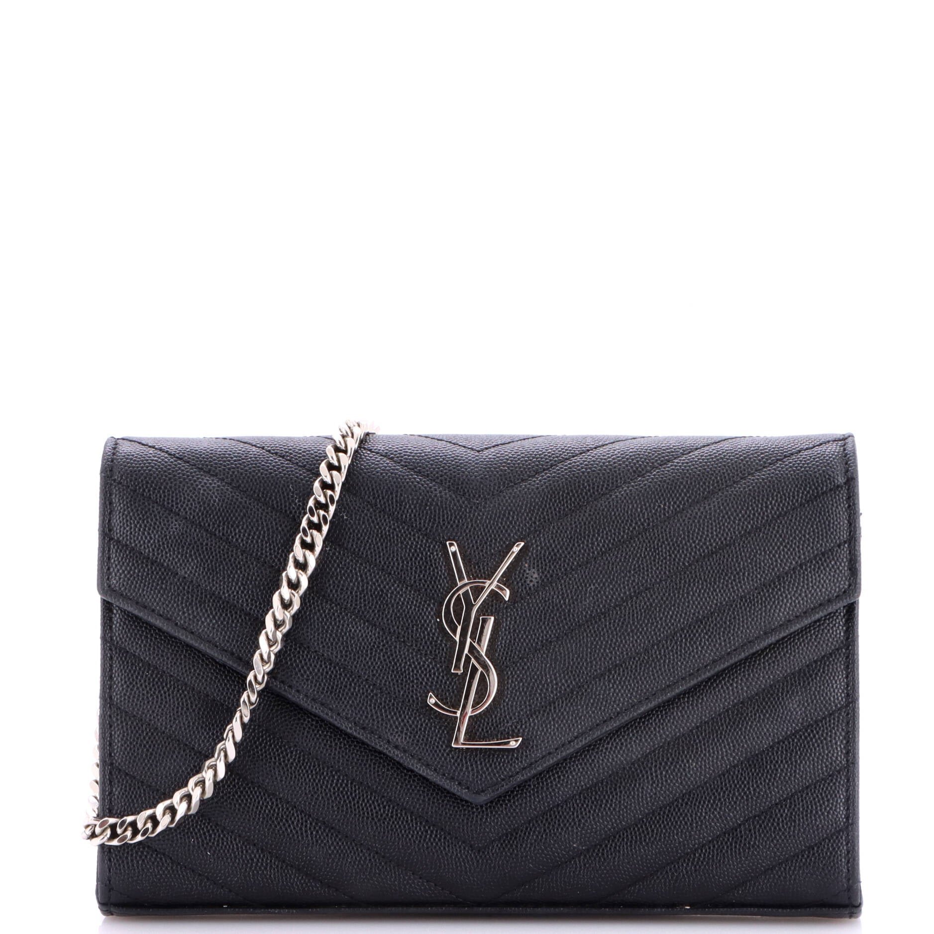 Classic Monogram Wallet on Chain Matelasse Chevron Leather Medium