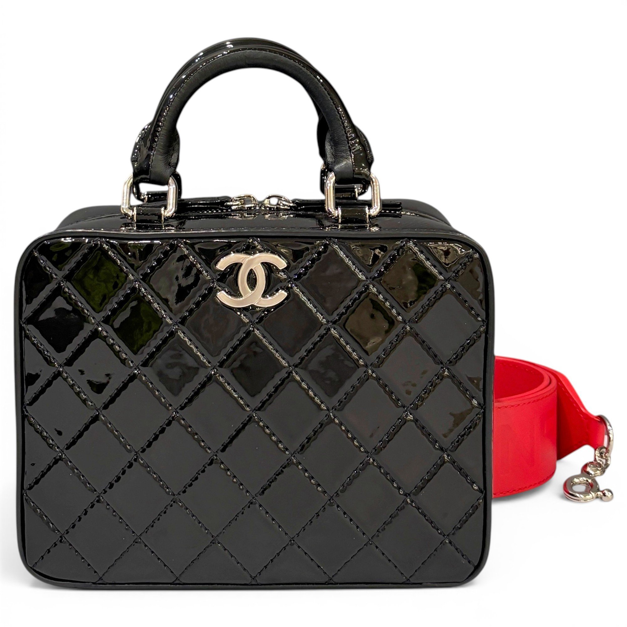 Vanity patent leather handbag