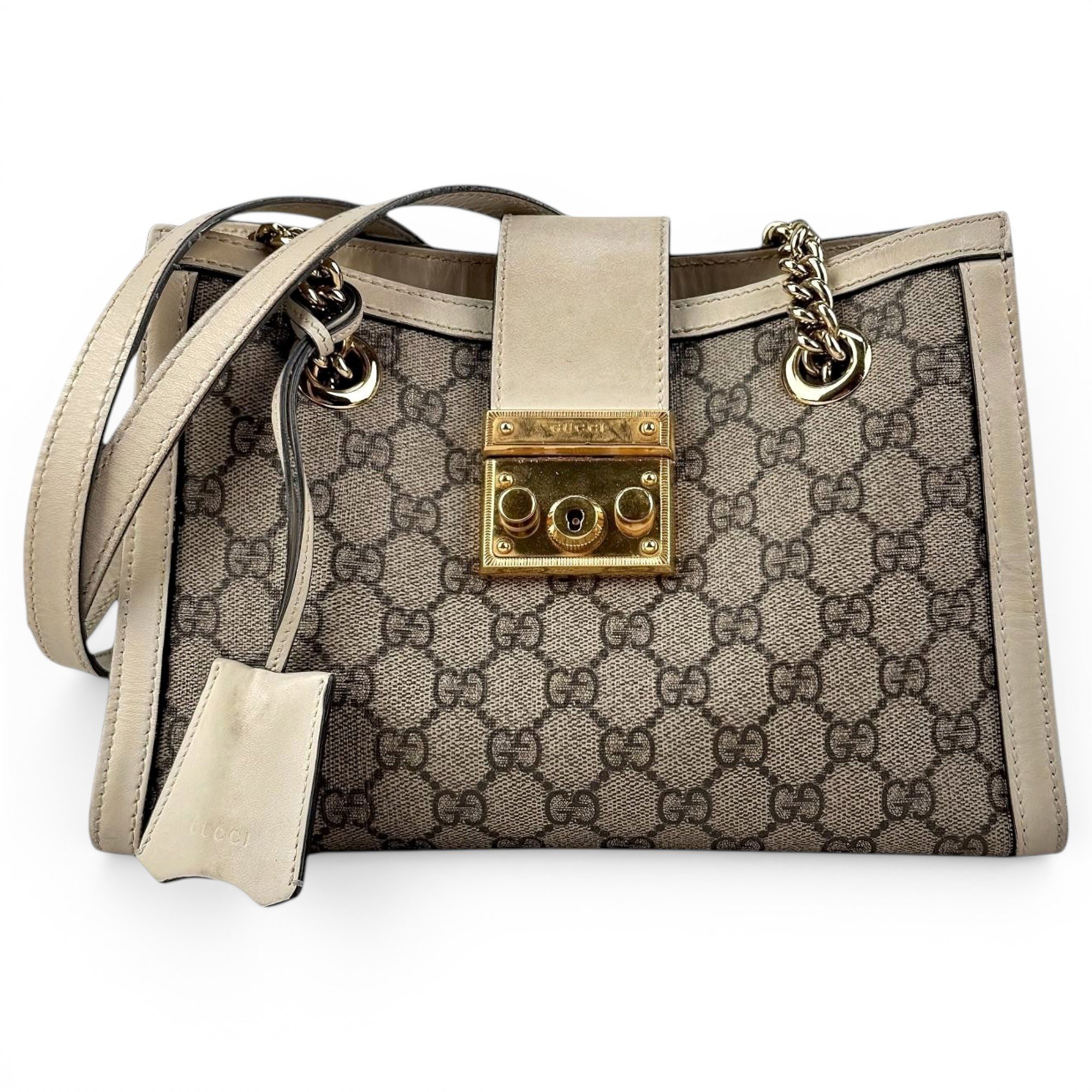 Padlock leather handbag
