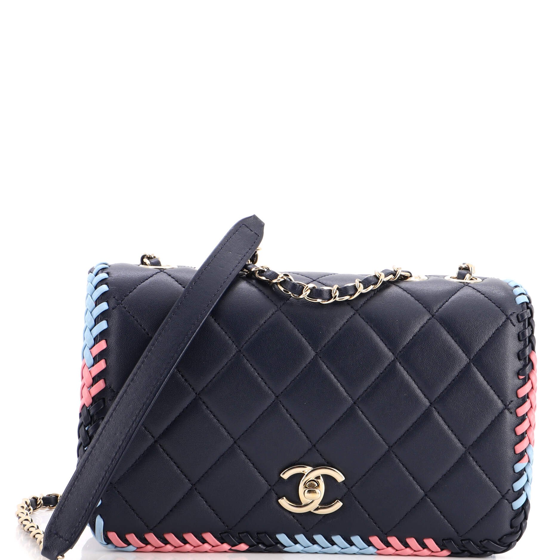 Whipstitch Flap Bag Quilted Lambskin Medium