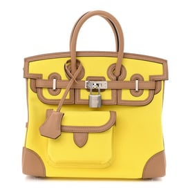 Hermes Toile Goeland Swift Cargo Birkin 25 Jaune Citron Chai