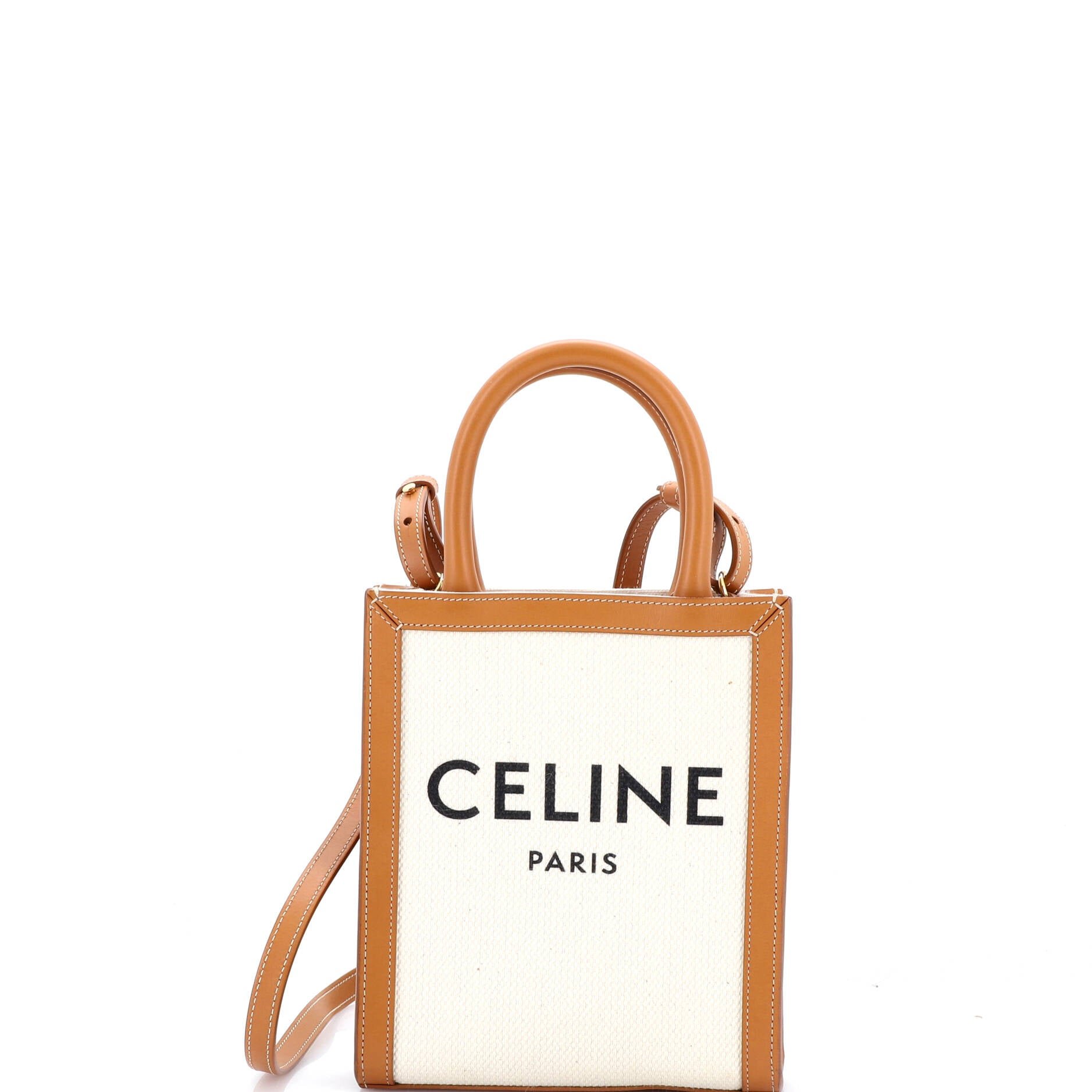 Celine Vertical Cabas Tote Canvas with Leather Mini