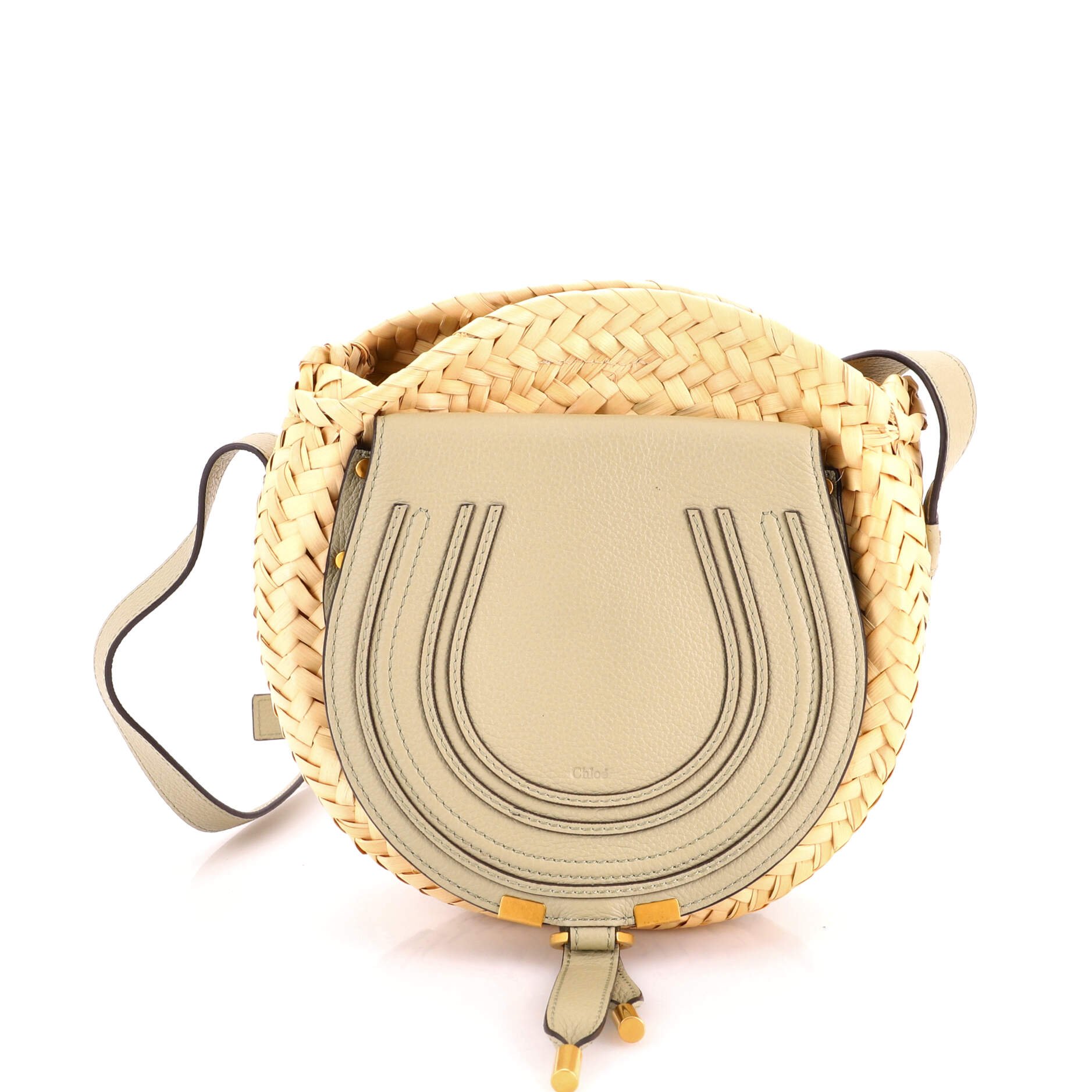 Marcie Basket Crossbody Bag Raffia and Leather Small